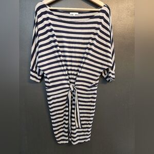 Vince Navy and Gray Striped Dress